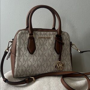 Michael Kors Signature Brown and Cream Satchel